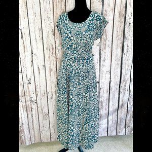 Eshakti Turqoise & Cream Floral Dress Medium / Size 10